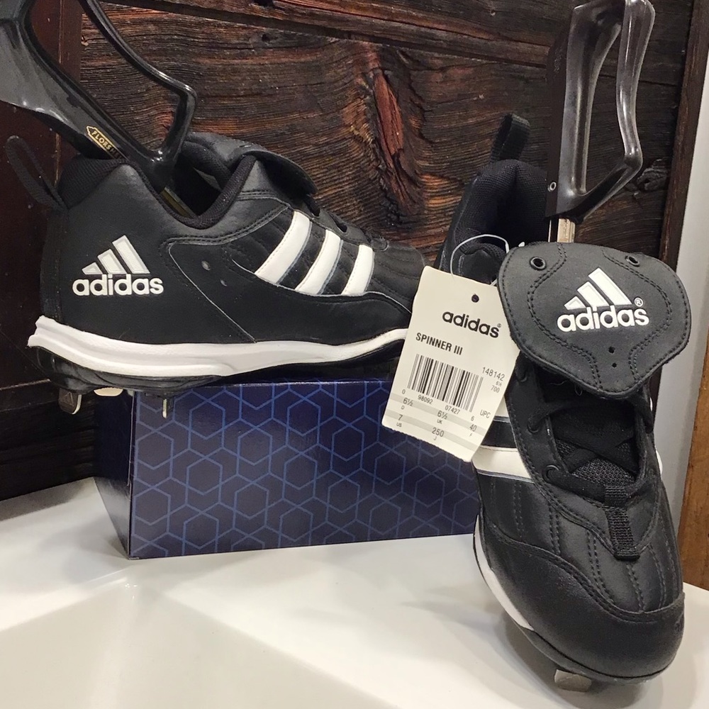 Adidas Baseball Cleat NWT Spinner III Black & White Athletic Shoe SZ 7 - Picture 15 of 15